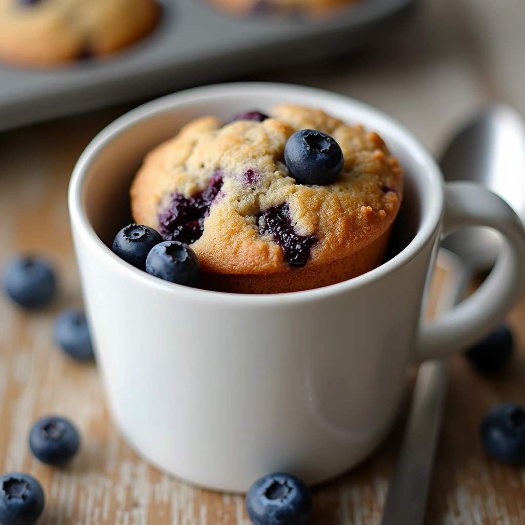 single-serve blueberry protein mug muffin