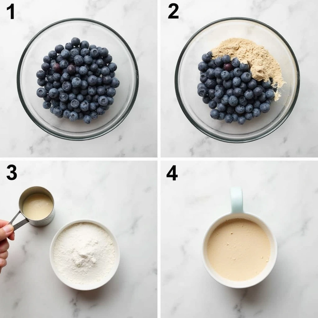 preparing the single-serve blueberry protein mug muffin