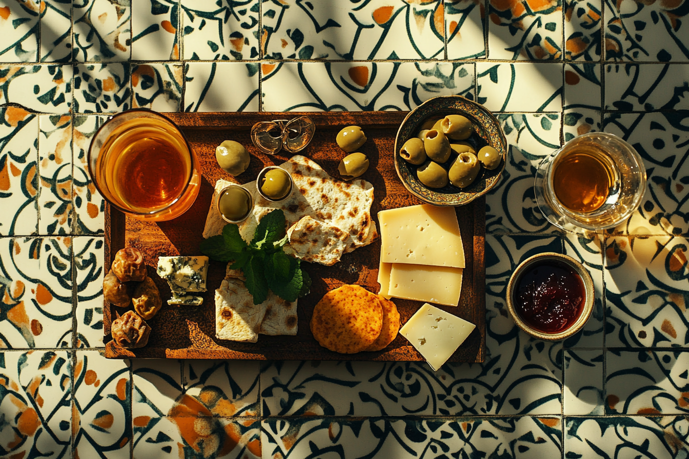 Authentic and vibrant Moroccan breakfast display