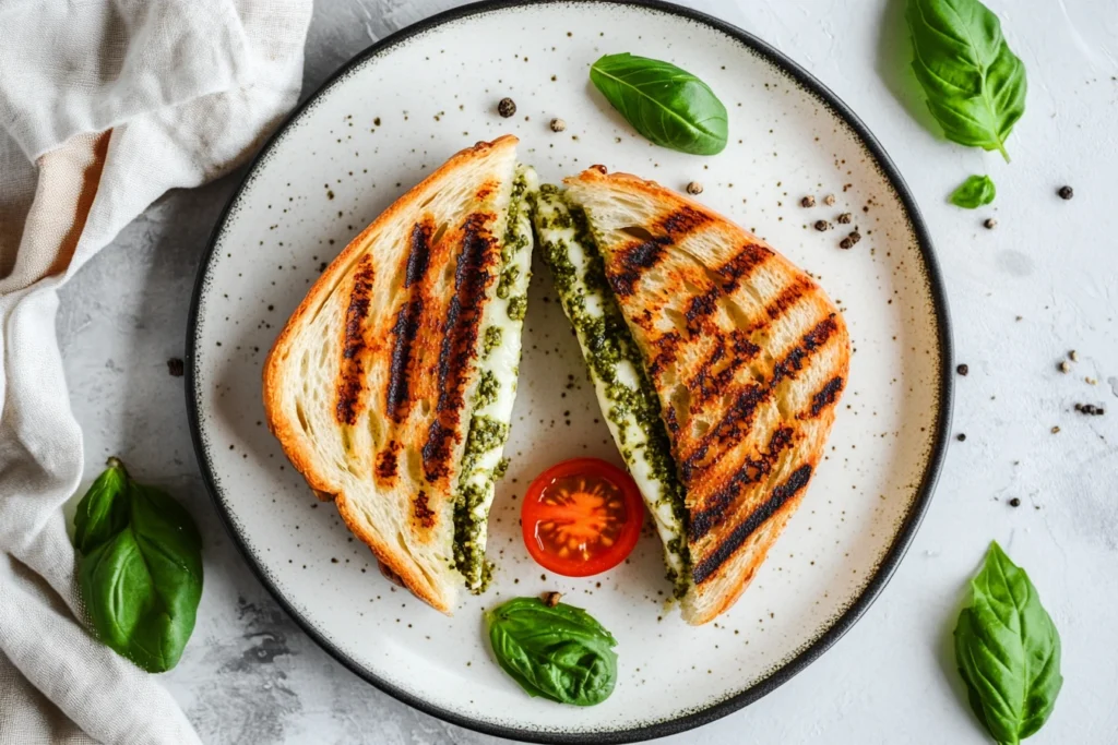 Caprese Panini with Pesto Mayo ready to eat