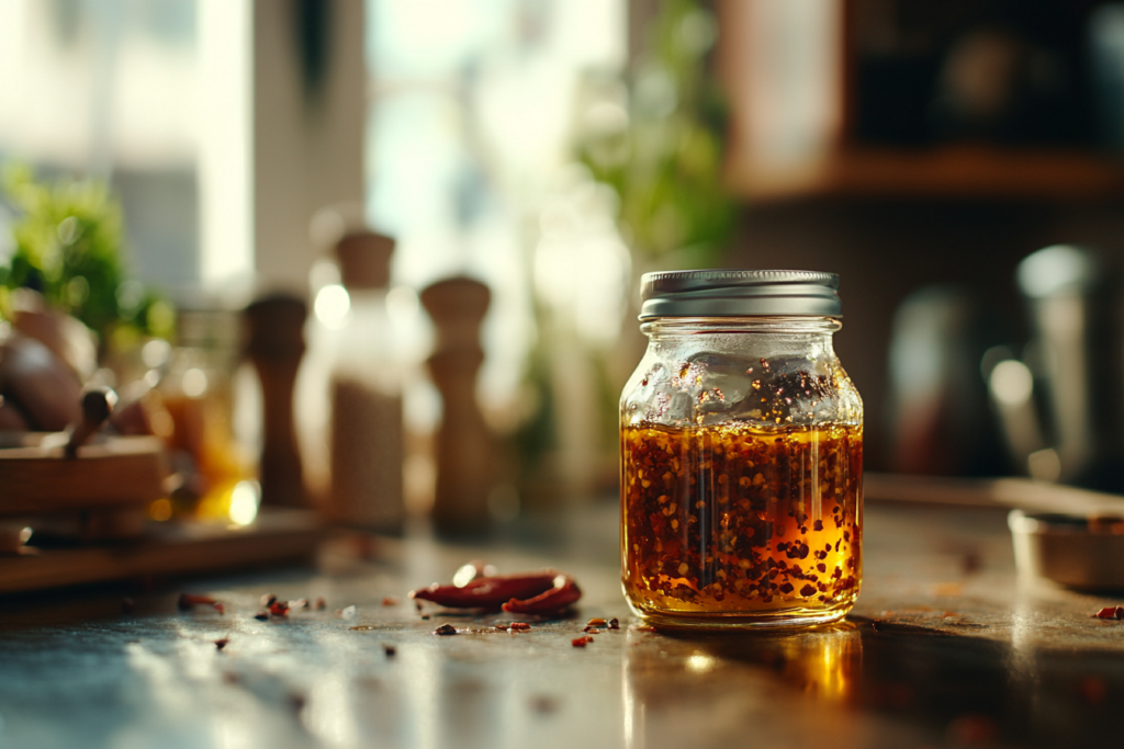 Delicious hot honey sauce recipe in a jar