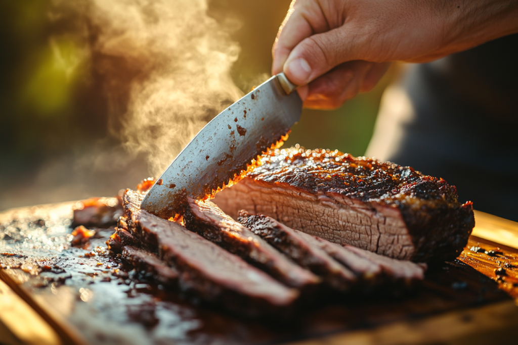 Flavorful slow smoked beef brisket.