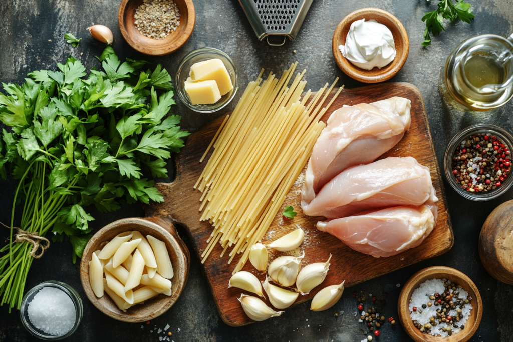 Garlic Parmesan Chicken and Pasta