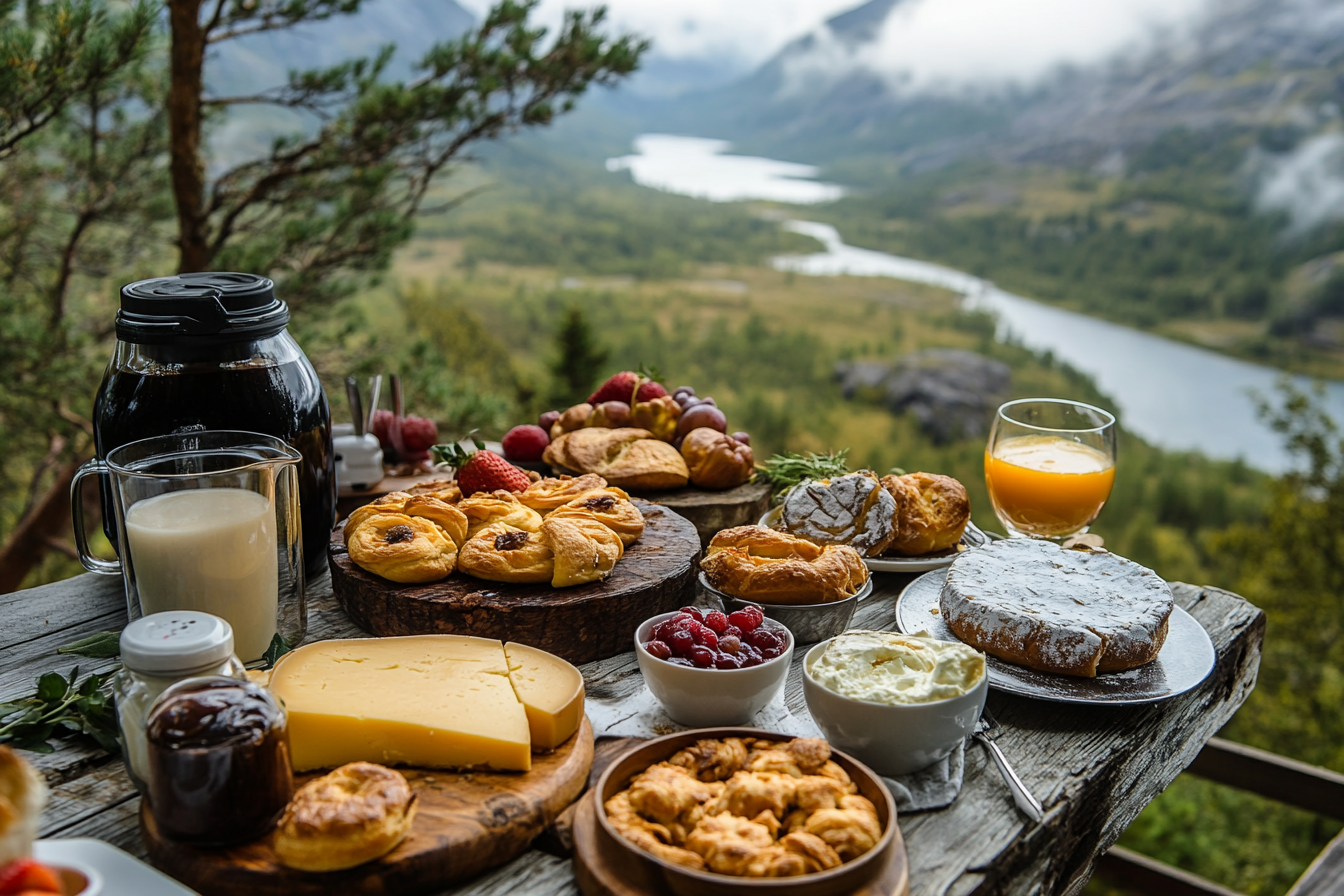 A delicious and naturally diverse European breakfast spread