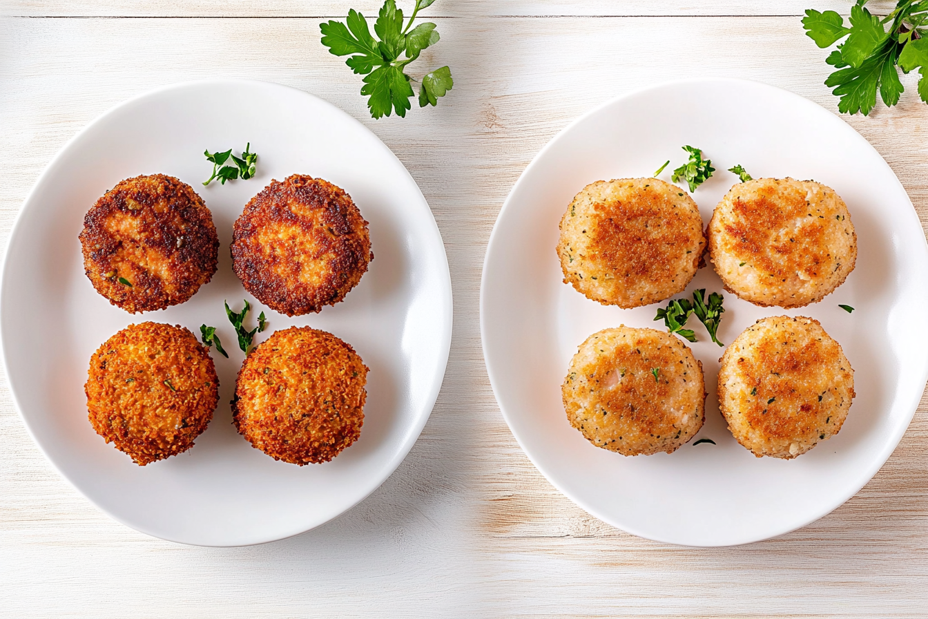 Delicious salmon patties and salmon croquettes on a plate.