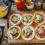 Flavorful breakfast tacos with eggs and colorful vegetables