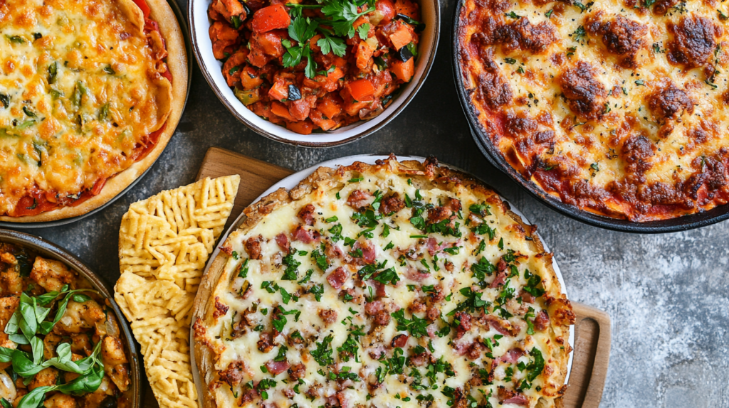 Cheesy Comfort Foods to Enjoy All Year Long" displayed in a creamy mac and cheese dish