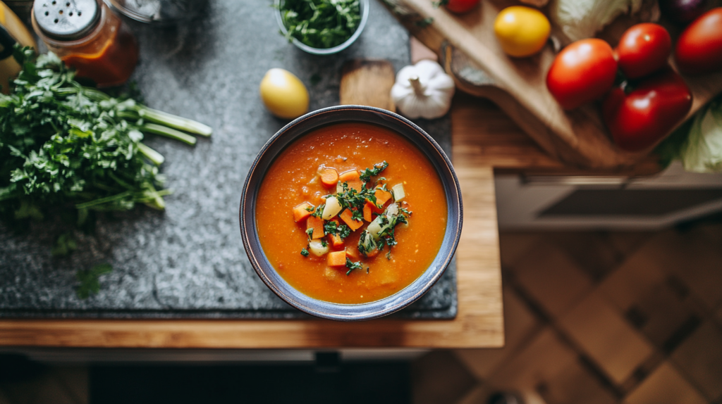 Ten Vegetable Soup with fresh vegetables
