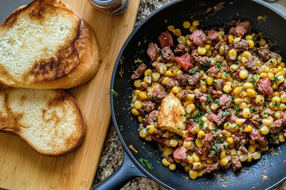 Canned corn beef breakfast recipes with no potatoes plated for a tasty morning